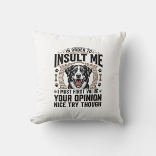 Funny Dog Opinion Vintage T-Shirt Design_1 Cushion