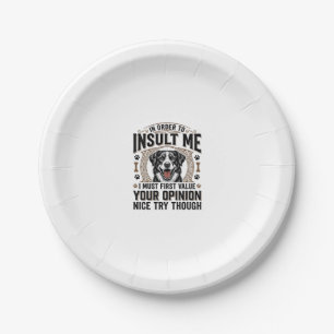 Funny Dog Opinion Vintage T-Shirt Design_1 Paper Plate