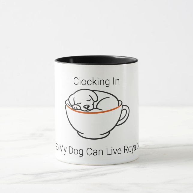 Funny Dog Owner Clocking In Coffee Mug - Custom Te (Center)