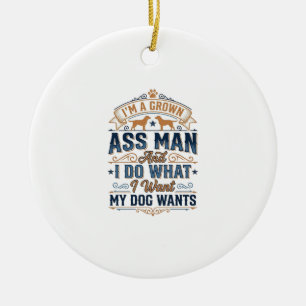 Funny Dog Owner Quote Vintage Vector Design_1 Ceramic Tree Decoration