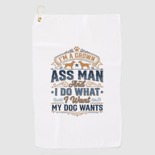 Funny Dog Owner Quote Vintage Vector Design_1 Golf Towel