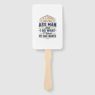 Funny Dog Owner Quote Vintage Vector Design_1 Hand Fan