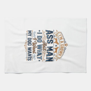 Funny Dog Owner Quote Vintage Vector Design_1 Tea Towel