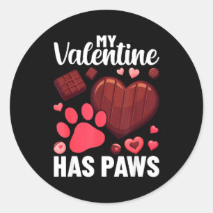 Funny Dog Owner Valentines Day Heart Women Girls Classic Round Sticker