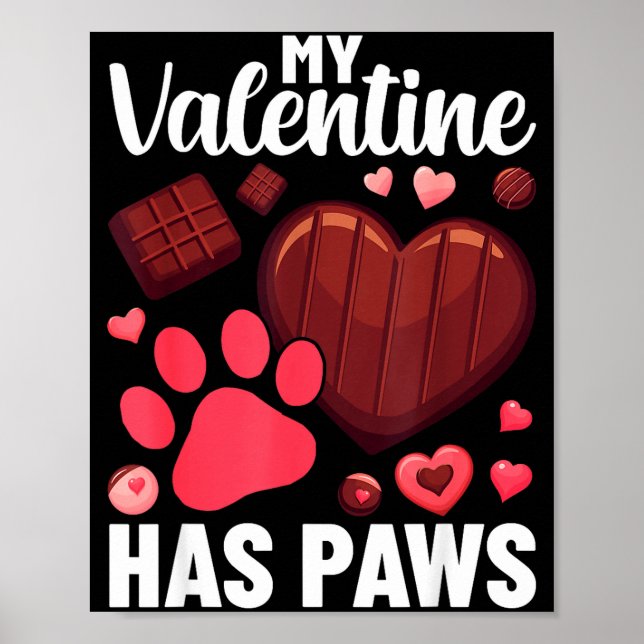 Funny Dog Owner Valentines Day Heart Women Girls  Poster (Front)