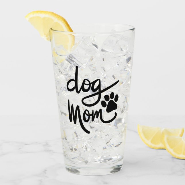 Funny Dog Paw Dog Mum Glass (Front Ice)