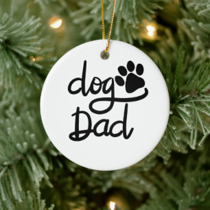 Funny Dog Paw Print Dog Dad Ceramic Tree Decoration