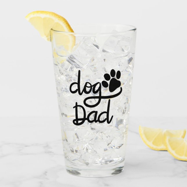 Funny Dog Paw Print Dog Dad Glass (Front Ice)