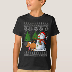 Funny Dog Pees On Snowman Ugly Christmas Sweater X