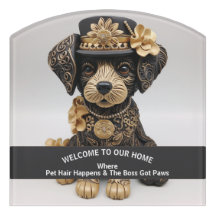 Funny dog pet friendly home warning