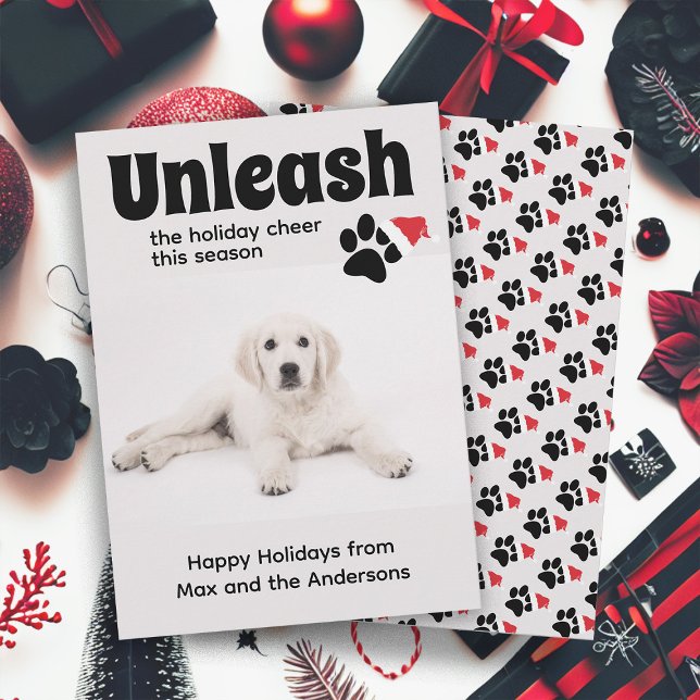 Funny Dog Pet Pup Photo Happy Holidays  Holiday Ca (Add a photo of your dog to this Christmas greeting card. Personalize with your own text. )