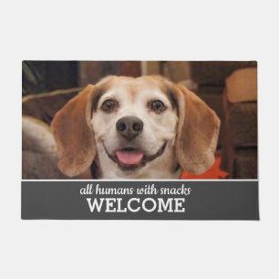 Funny Dog Photo All Humans With Snacks Welcome Doormat