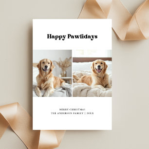 Funny Dog Photo Golden Retriever Pawlidays Pet Holiday Card