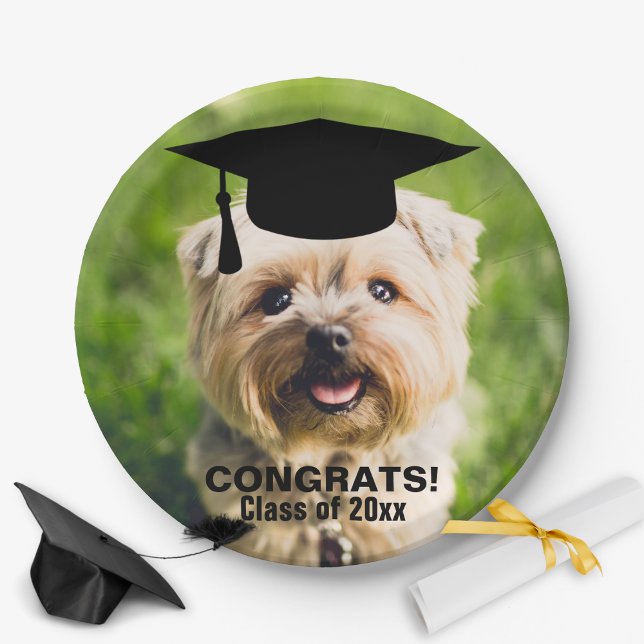 Funny Dog Photo Graduation Personalised Class of Paper Plate (Creator Uploaded)