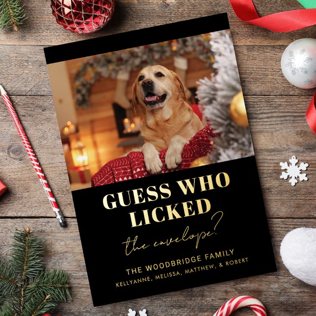 Funny Dog Photo Guess Who Christmas (Funny Dog Photo Guess Who Christmas Foil Holiday Card)