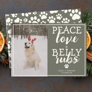 Funny Dog Picture Custom Green Christmas Photo Holiday Card