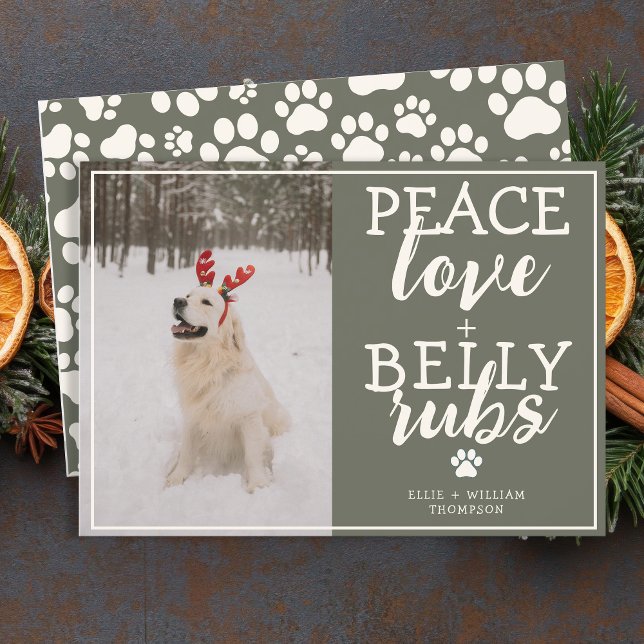 Funny Dog Picture Custom Green Christmas Photo Holiday Card (Creator Uploaded)