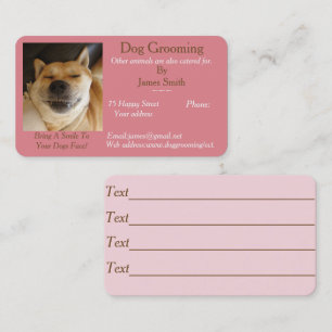 funny dog picture dog Grooming pet care services Business Card