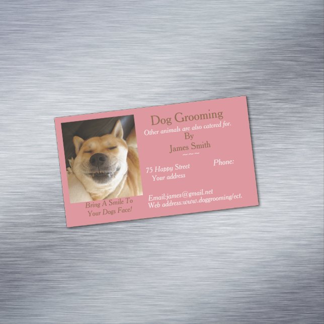 funny dog picture dog Grooming pet care services Magnetic Business Card (In Situ)