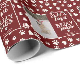Funny Dog Picture Personalise Red Christmas Photo Wrapping Paper