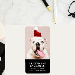 Funny Dog Picture Personalised Christmas Photo Label<br><div class="desc">Capture the essence of your furry friend's holiday charm with our Funny Dog Picture Personalised Christmas Photo Labels. These custom pet portrait stickers are the perfect way to add a touch of humour and warmth to your Christmas greetings. Simply upload your pet's photo, and we'll create a delightful black and...</div>