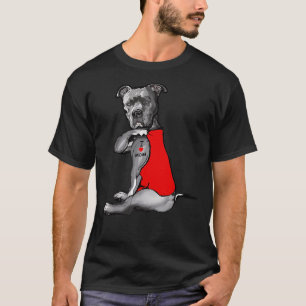 Funny Dog Pitbull I Love Mum Tattoo 112 T-Shirt