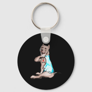 Funny Dog Pitbull I Love Mum Tattoo Dog Lovers Gif Key Ring