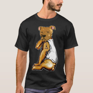Funny Dog Pitbull I Love Mum Tattoo Mother S Day T-Shirt