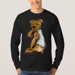 Funny Dog Pitbull I Love Mum Tattoo Mother S Day T-Shirt