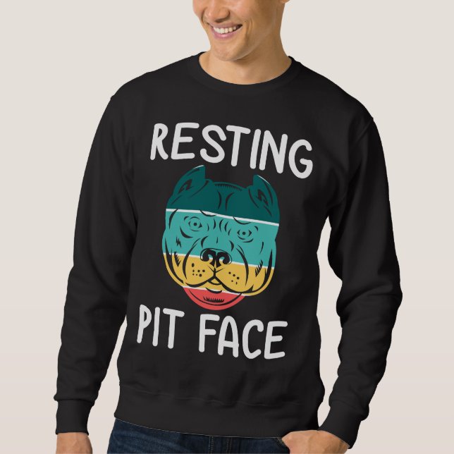 Funny Dog Pitbull Resting Pit Face Vintage Sweatshirt (Front)