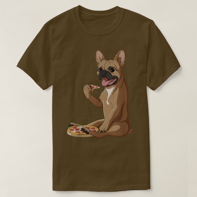 Funny Dog Pizza Lover French Bulldog T-Shirt (Design Front)