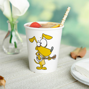 Funny Dog Playing Banjo Music Paper Cups
