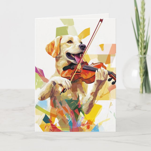 Funny Dog Playing Violin Folded Card (Front)