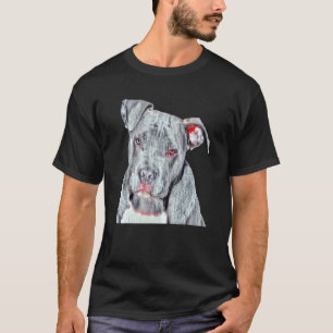 Funny Dog Portrait Photo Filter Pit Bull Dog T-Shirt