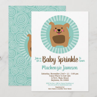 Funny Dog Puppy Baby Sprinkle Invitation Neutral