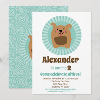 Funny Dog Puppy Birthday Invitation Boy Girl