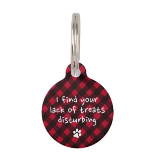Funny Dog Puppy Personalised Red Black Plaid  Pet Tag
