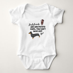 funny Dog Quote: Dachshunds and Potato Chips  Baby Bodysuit