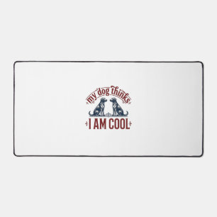 Funny Dog Quote Vintage Engraving T-Shirt Design_1 Desk Mat
