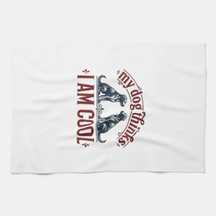 Funny Dog Quote Vintage Engraving T-Shirt Design_1 Tea Towel