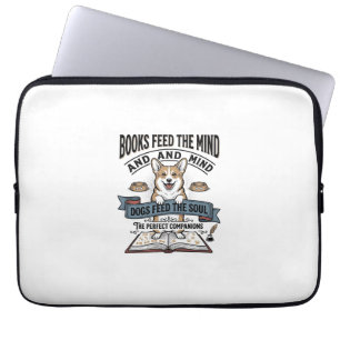 Funny Dog Reader Vintage Engraving Tee for Book Lo Laptop Sleeve