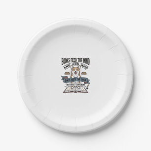 Funny Dog Reader Vintage Engraving Tee for Book Lo Paper Plate