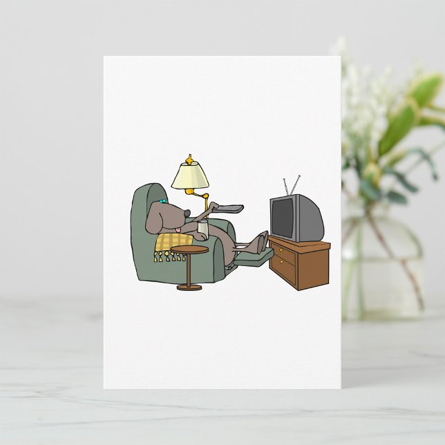 Funny Dog Relaxing in Recliner Watching TV Invitation (Creator Uploaded)