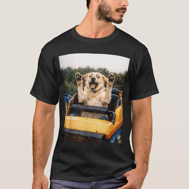 Funny Dog Roller Coaster Meme Silly Graphic T-Shirt (Front)