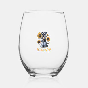 Funny Dog Schnauzer Stemless Wine Glass