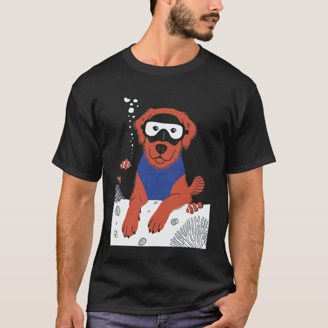 Funny Dog Scuba Diving T-Shirt (Front)