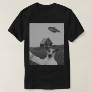Funny Dog Selfie Black T-Shirt Animal Lover Unisex