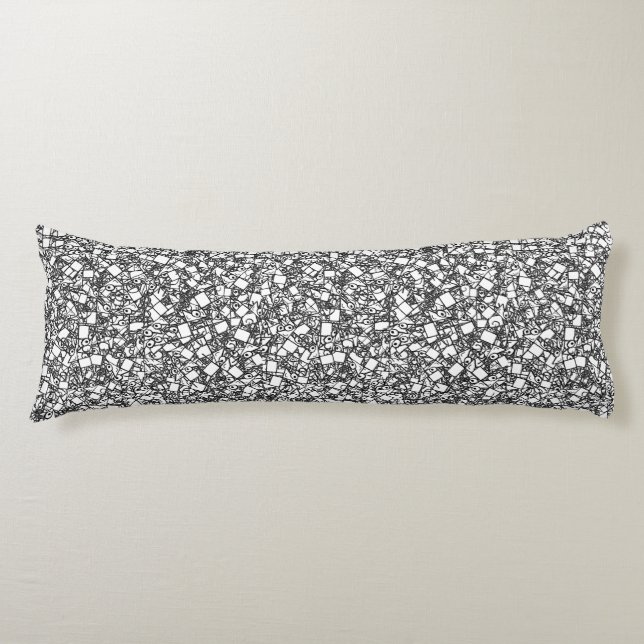 Funny dog sketchy drawing random pattern body cushion (Front)