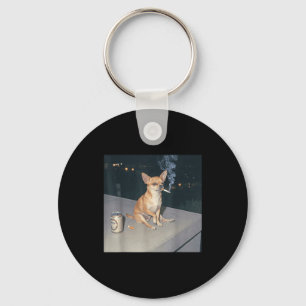 Funny dog smoking chihuahua meme cigarette beer Fu Key Ring