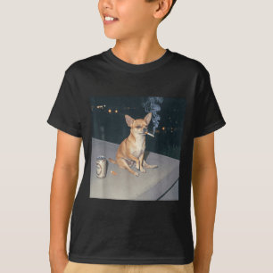 Funny dog smoking chihuahua meme cigarette beer T-Shirt